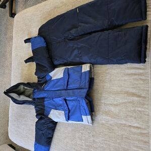 Kids Blue and Black Winter Jacket and Pants Set